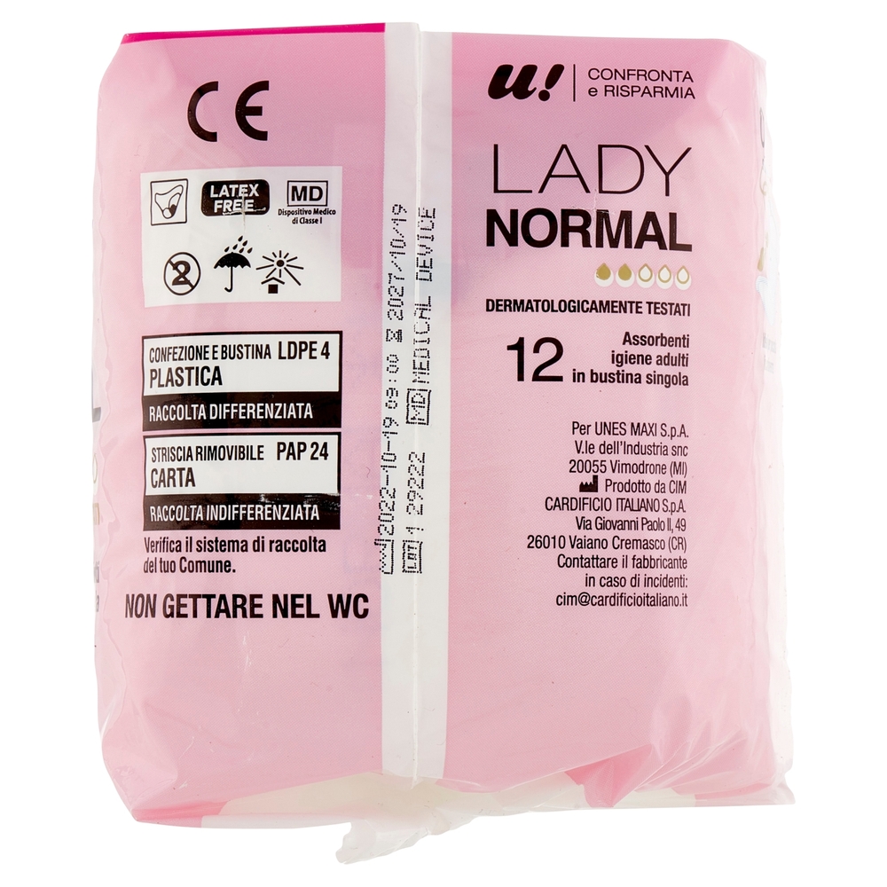 12 Assorbenti Lady Normal U! Confronta e Risparmia